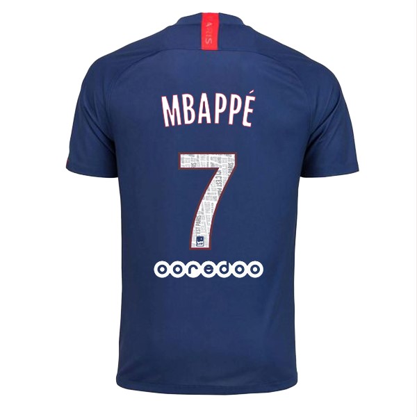 Camiseta Paris Saint Germain NO.7 Mbappe 1ª 2019-2020 Azul